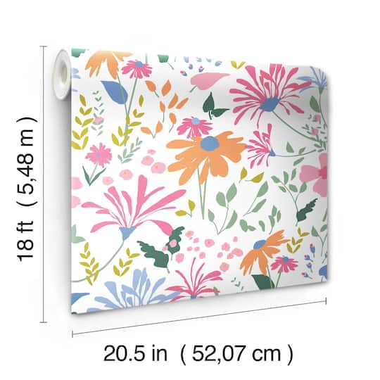RoomMates Pink Bella Garden Peel & Stick Wallpaper